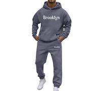 Felpa con cappuccio da uomo Set di eleganti tute da uomo per il tempo libero, vestibilità comoda con stampa a lettera, ideale per l'inverno, si adatta perfettamente alle magliette per un look alla