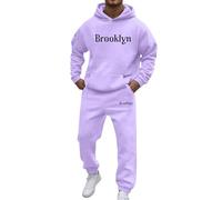 Felpa con cappuccio da uomo Set di eleganti tute da uomo per il tempo libero, vestibilità comoda con stampa a lettera, ideale per l'inverno, si adatta perfettamente alle magliette per un look alla
