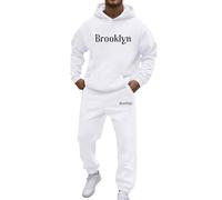 Felpa con cappuccio da uomo Set di eleganti tute da uomo per il tempo libero, vestibilità comoda con stampa a lettera, ideale per l'inverno, si adatta perfettamente alle magliette per un look alla