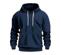 Felpa con cappuccio da uomo, slim fit, casual, per l'autunno e l'inverno, per tutti i giorni, comoda, non elastica, in colore puro, Blu marino, M