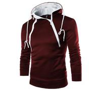 Felpa con cappuccio da uomo slim fit con colletto alla coreana, antivento, leggera, per palestra, arrampicata all'aperto, comoda felpa da passeggio per allenamento con due zip laterali, Rosso, L