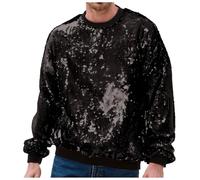 Felpa con cappuccio da uomo, stile Carnevale, con paillettes, girocollo, alla moda, per il commercio estero, Nero , M