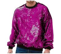 Felpa con cappuccio da uomo, stile Carnevale, con paillettes, girocollo, alla moda, per il commercio estero, Colore: rosa., M