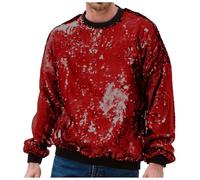Felpa con cappuccio da uomo, stile Carnevale, con paillettes, girocollo, alla moda, per il commercio estero, Colore: rosso, S