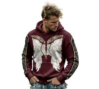 Felpa con cappuccio da uomo, stile vichingo, con stampa ali celtiche, vintage e intrecciate, etniche, taglie forti, con tasca a canguro per Halloween, festa, streetwear, inverno, sport, casual