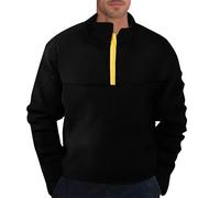 Felpa con cappuccio da uomo Streetwear Felpa con zip a un quarto di colore a contrasto Polo a maniche lunghe maglione casual a nido d'ape felpa senza cappuccio leggera traspirante abbigliamento