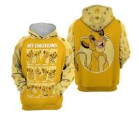 Felpa con cappuccio da uomo The Lion King Boys Girls Simba Pumba Felpa con cappuccio da uomo stampata in 3D Pullover oversize Disney Felpa con cappuccio da uomo Moda Abbigliamento da uomo