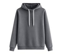Felpa con cappuccio da uomo, tinta unita, a maniche lunghe, con cappuccio, Grigio, L