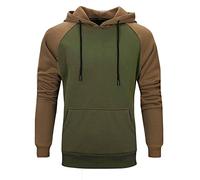 Felpa con cappuccio da uomo, tinta unita, casual, con blocco di colore, patchwork, sottile, con cappuccio, con cappuccio, morbida, sportiva, a maniche lunghe, comoda, verde, M