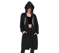 Felpa con cappuccio da viaggio con cerniera e maschera per gli occhi con maschera per gli occhi integrata Plus Size a maniche lunghe felpe pullover top, Nero , XL