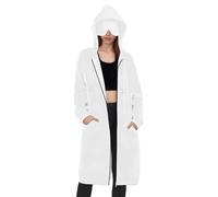 Felpa con cappuccio da viaggio con cerniera e maschera per gli occhi con maschera per gli occhi integrata Plus Size a maniche lunghe felpe pullover top, bianco, XL