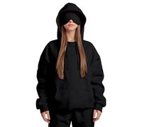 Felpa con cappuccio da viaggio unisex alla moda, in tinta unita, a maniche lunghe, con maschera per gli occhi, felpa con cappuccio integrata per autunno inverno in pile termico con tasche pullover