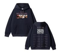 Felpa con Cappuccio Deadline 2025 World Tour Felpa in Cotone con Grafica dello Stesso Stile(A Black-Padded,S)