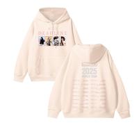 Felpa con Cappuccio Deadline 2025 World Tour Felpa in Cotone con Grafica dello Stesso Stile(B Beige-Padded,4XL)