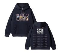 Felpa con Cappuccio Deadline 2025 World Tour Felpa in Cotone con Grafica dello Stesso Stile(B Black-Padded,4XL)