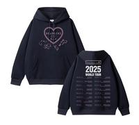 Felpa con Cappuccio Deadline 2025 World Tour Felpa in Cotone con Grafica dello Stesso Stile(C Black-Padded,4XL)