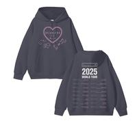 Felpa con Cappuccio Deadline 2025 World Tour Felpa in Cotone con Grafica dello Stesso Stile(C Grey-Padded,2XL)