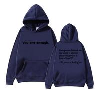 Felpa con cappuccio Dear Person Behind Me Uomo Donna You Are Enough Felpa Salute Mentale Streetwear carino autunno abiti per le donne, Blu, S