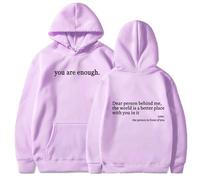 Felpa con cappuccio Dear Person Behind Me, You Are Enough, The Hope, felpa con cappuccio per uomo e donna, Viola2., L