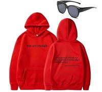 Felpa con cappuccio "Dear Person Behind Me You Are Entro", con scritta in lingua inglese "To the Dearperson Behind Me", Rosso (testo nero), M