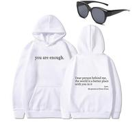 Felpa con cappuccio "Dear Person Behind Me You Are Entro", con scritta in lingua inglese "To the Dearperson Behind Me", Bianco (testo nero), XXL