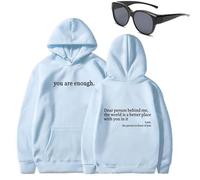 Felpa con cappuccio "Dear Person Behind Me You Are Entro", con scritta in lingua inglese "To the Dearperson Behind Me", Blue-b (testo nero), 3XL