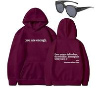 Felpa con cappuccio "Dear Person Behind Me You Are Entro", con scritta in lingua inglese "To the Dearperson Behind Me", Rosso-b (testo bianco), M