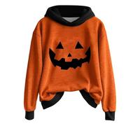 Felpa con cappuccio di Halloween per le donne Plus Size maglioni in pile fantasma solido sciolto zucca di Halloween manica lunga maglione top viaggio adolescenti abbigliamento sportivo, Nero , L
