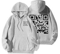 Felpa Con Cappuccio Divertente Con Codice QR FU Scansionabile, Unisex, Camicia Umoristica Con Messaggio Nascosto, Grigio, XXL