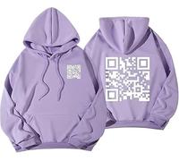 Felpa Con Cappuccio Divertente Con Codice QR FU, Scansionabile, Unisex, Camicia Umoristica Con Messaggio Nascosto, Viola, XL