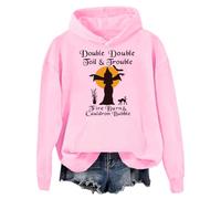 Felpa con cappuccio doppia doppia Toil and Trouble, felpa con cappuccio Toil and Trouble, camicia da strega da donna unisex per Halloween, rosa, XXL