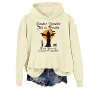 Felpa con cappuccio doppia doppia Toil and Trouble, felpa con cappuccio Toil and Trouble, camicia da strega da donna unisex per Halloween, Khika, 3XL