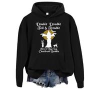 Felpa con cappuccio doppia doppia Toil and Trouble, felpa con cappuccio Toil and Trouble, camicia da strega da donna unisex per Halloween, Nero , XL