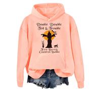 Felpa con cappuccio doppia doppia Toil and Trouble, felpa con cappuccio Toil and Trouble, camicia da strega da donna unisex per Halloween, Arancione, S
