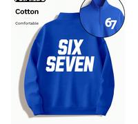 Felpa con cappuccio e cerniera a maniche lunghe per bambini/ragazzi con stampa Graffiti Art, collo alto, lettere e numeri "Sei" e "Sette", stampa bifacciale, ampia e versatile, basica 6Y,7Y,8Y,9Y,10Y,