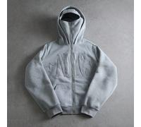 Felpa con cappuccio e chiusura lampo con ricamo di lettere personalizzato alla moda, stile streetwear, adatto a amici, abbinato, oversize, per uomo, grafica, stile giapponese, unisex, "Amo la mia raga