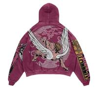 Felpa con cappuccio e felpe da uomo, elegante felpa con cappuccio per Halloween, abbigliamento casual con stampa digitale per il comfort quotidiano, borsa a tracolla piccola, Vino, S