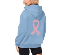 Felpa con cappuccio e felpe per il tempo libero con zip con stampa a fiocco di coscienza del cancro al seno. Perfetto per il comfort tutto l'anno. Si adatta bene ai jeans., Celeste., XL