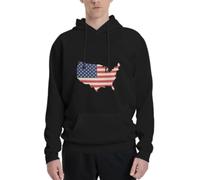 Felpa con Cappuccio e Mappa della Bandiera degli Stati Uniti - Abbigliamento Patriottico e con identità Nazionale-L