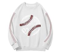 Felpa con cappuccio e ragazza per la primavera e le stampe creative 2D baseball, scollo rotondo personalizzato, casual e confortevole, felpa con cappuccio tinta unita, bianco, 4-5 Jahre