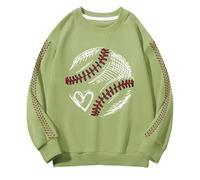 Felpa con cappuccio e ragazza per la primavera e le stampe creative 2D baseball, scollo rotondo personalizzato, casual e confortevole, felpa con cappuccio tinta unita, Verde menta, 4-5 Jahre