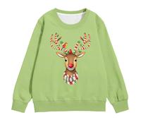 Felpa con Cappuccio E Scollo A V A Maniche Lunghe per Ragazze Calda E Calda in Pile Morbido Casual per Le Feste (Green 3-4 Years)