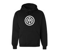 FELPA CON CAPPUCCIO E TASCHE COLORE NERO CON STAMPA IN VINILE LOGO INTER