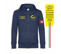 Felpa con cappuccio e zip 112 logo Italia unisex Emergenza sanitaria europea
