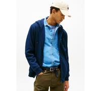 Tommy Jeans Uomo Felpa con Zip Flag Zip Thru con Cappuccio, Blu (Dark Night Navy), M