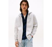 Tommy Jeans Uomo Felpa con Zip Flag Zip Thru con Cappuccio, Grigio (Silver Grey Heather), M