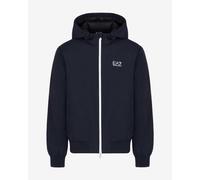 Felpa con cappuccio EA7 Core Identity Gold Full Zip blu navy bianco - M