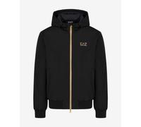 Felpa con cappuccio EA7 Core Identity Gold Full Zip nero e oro - XXL