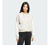 Felpa con cappuccio Essentials 3-Stripes French Terry Full-Zip Beige / White 2XL
