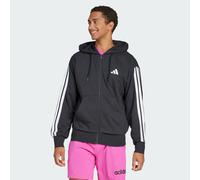 adidas Uomo Essential Three Stripes French Terry Fullzip Hoodie, Black/White, M